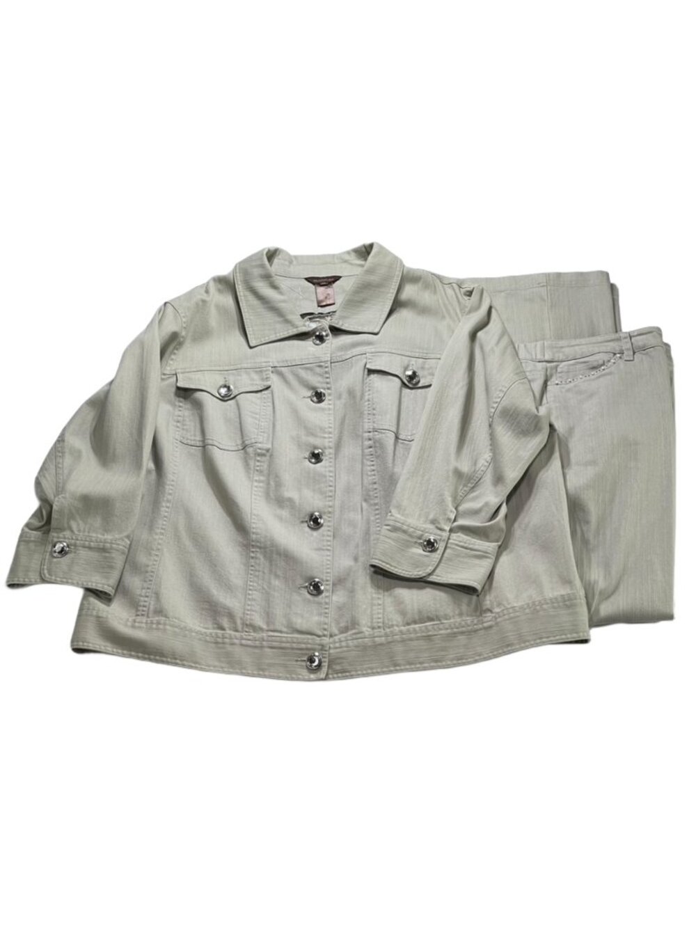 Womans MULTIPLES Embroidered Denim Jacket & Pants Set Size 18 / 2X